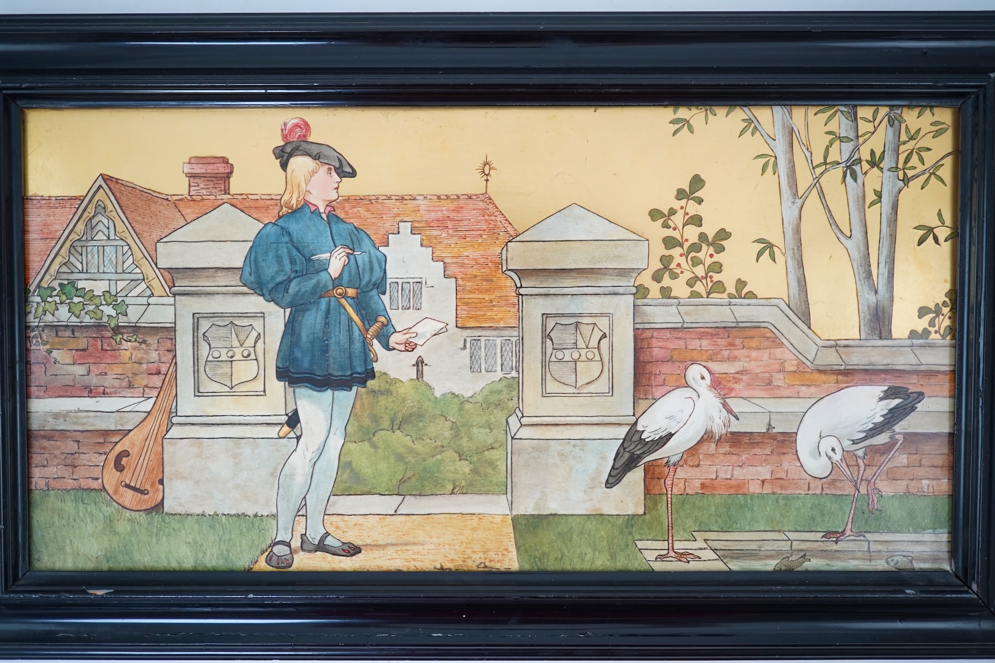 A Mintons Art Pottery Studio pottery plaque, designed by Henry Stacey Marks, late 19th century